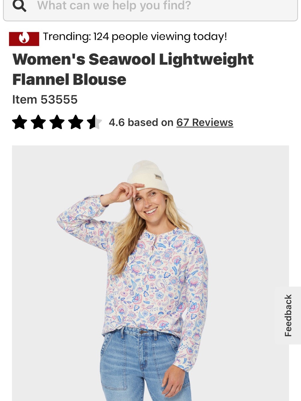 Duluth Trading Co Seawool Lightweight Flannel Blouse - Pink & Blue Paisley